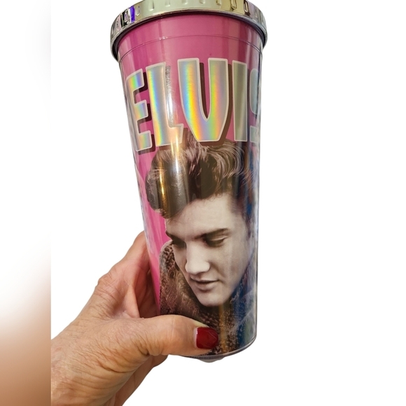 NWT Elvis Pink Party Foil Tumbler with Straw - Picture 8 of 8
